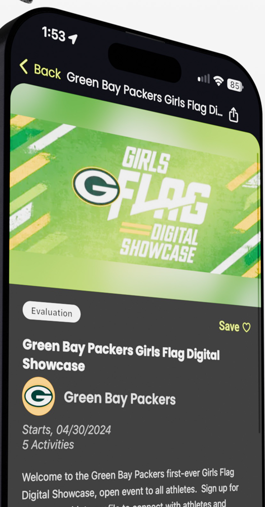 GMTM app showing a digital showcase event to sign up for